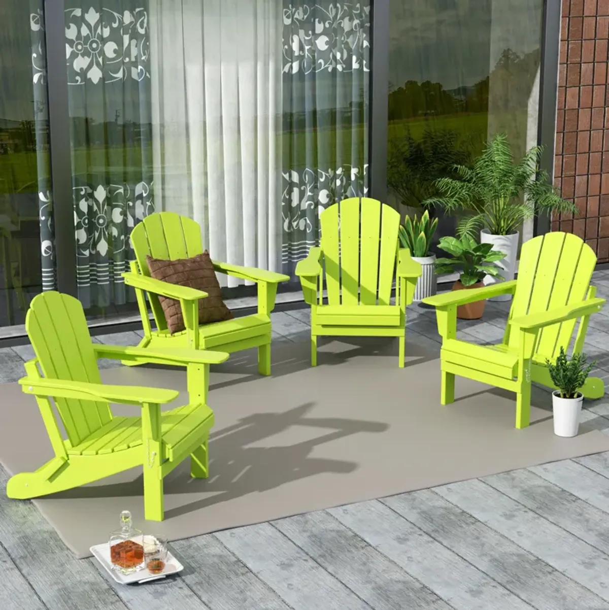 WestinTrends Outdoor Patio Folding Adirondack Chair (Set of 4)