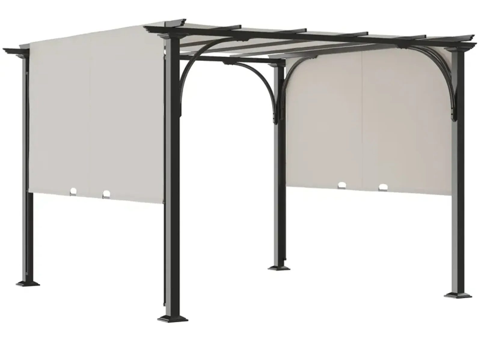 White Sun Shield: 10x10 Retractable Pergola Weather-Resistant Canopy