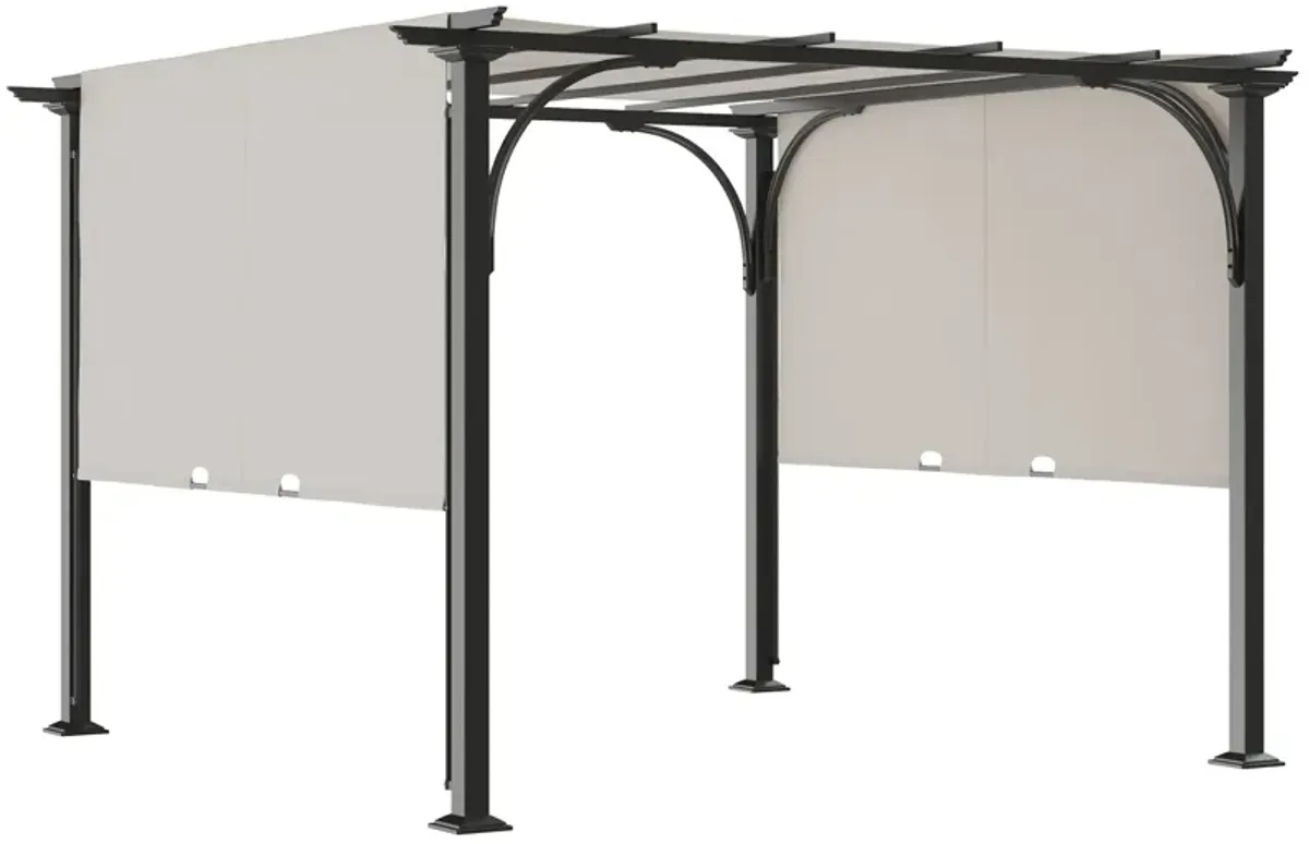 White Sun Shield: 10x10 Retractable Pergola Weather-Resistant Canopy