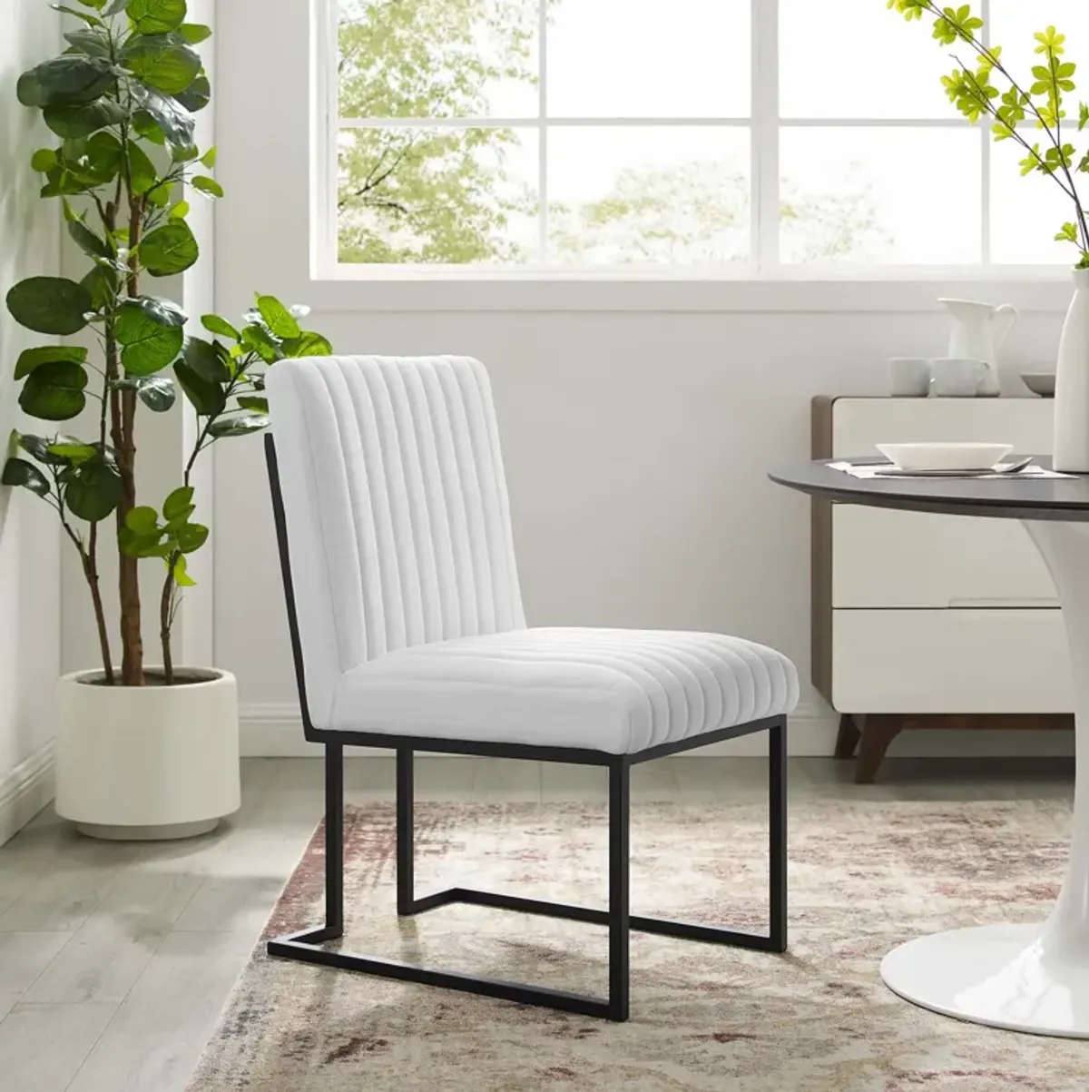 Indulge Channel Tufted Fabric Dining Chair