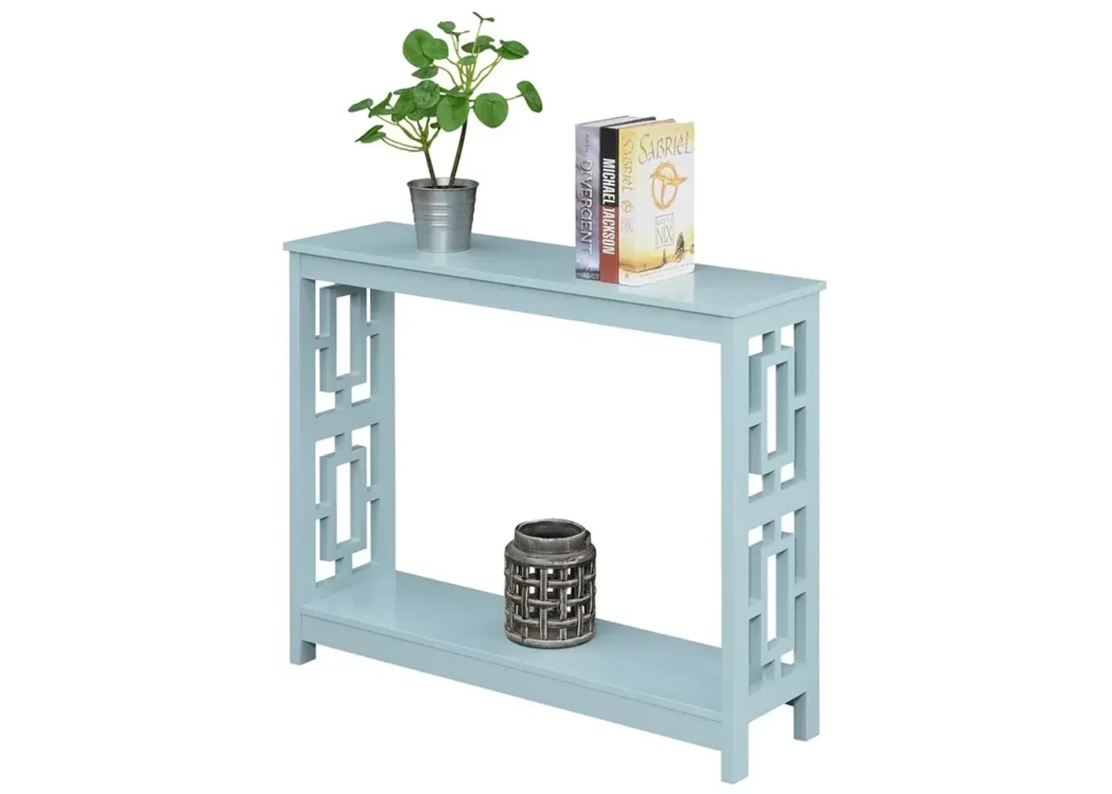 Convenience Concepts Town Square Console Table with Shelf, Sea Foam