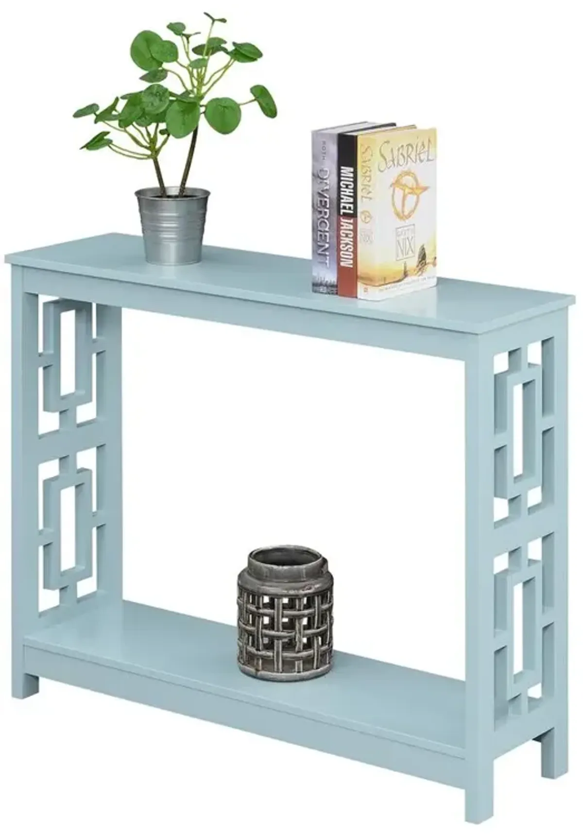 Convenience Concepts Town Square Console Table with Shelf, Sea Foam