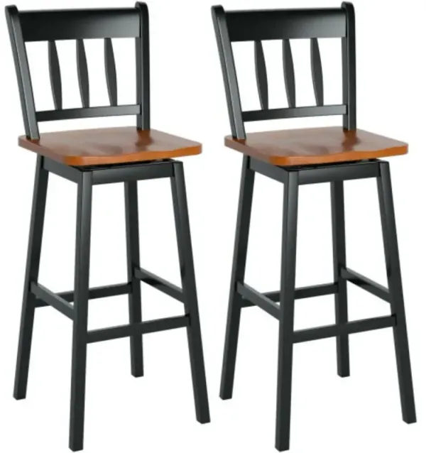 Set of 2 Swivel Bar Stools with 360� Swiveling