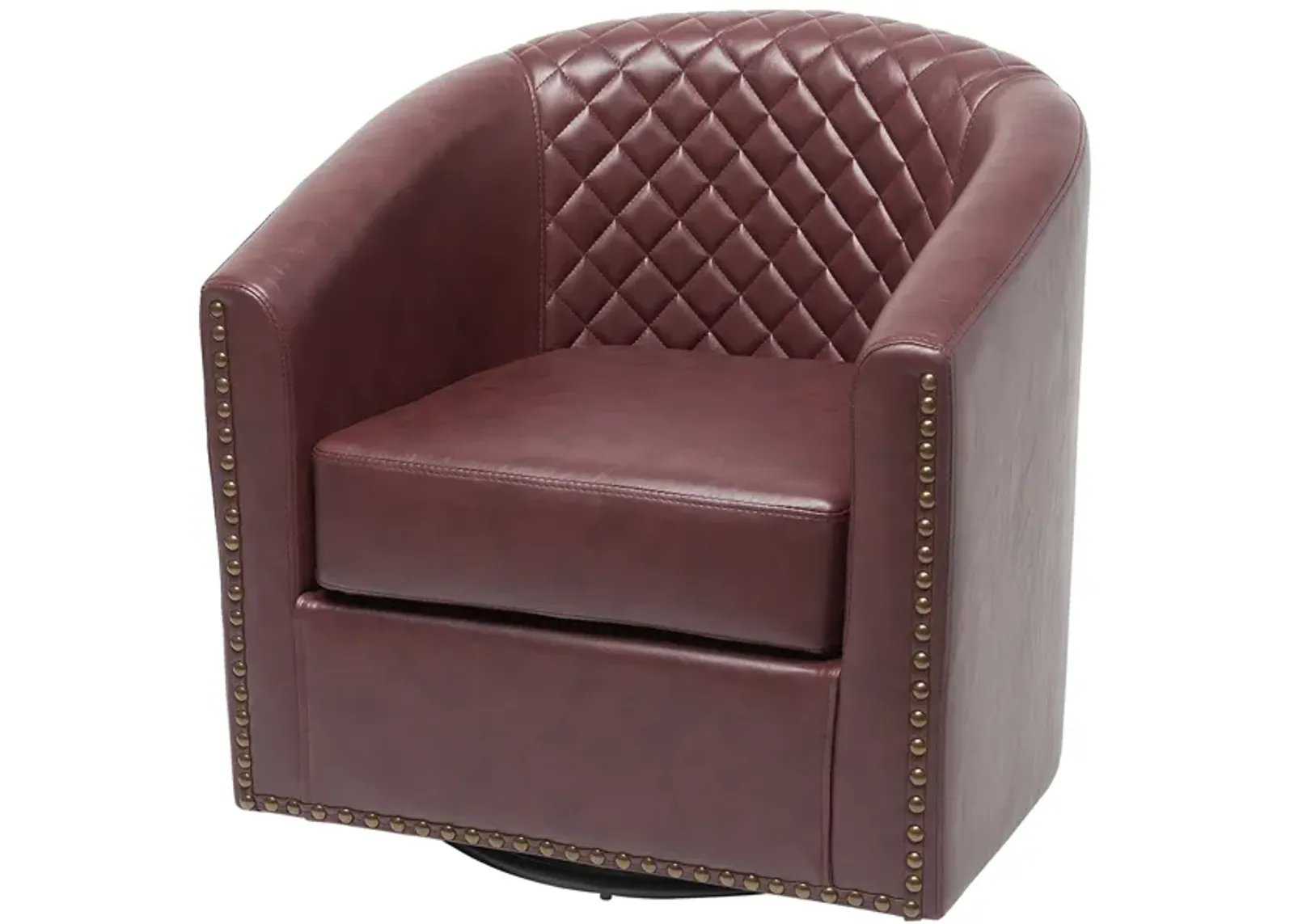 29" Wide Tufted PU Leather Swivel Barrel Chair