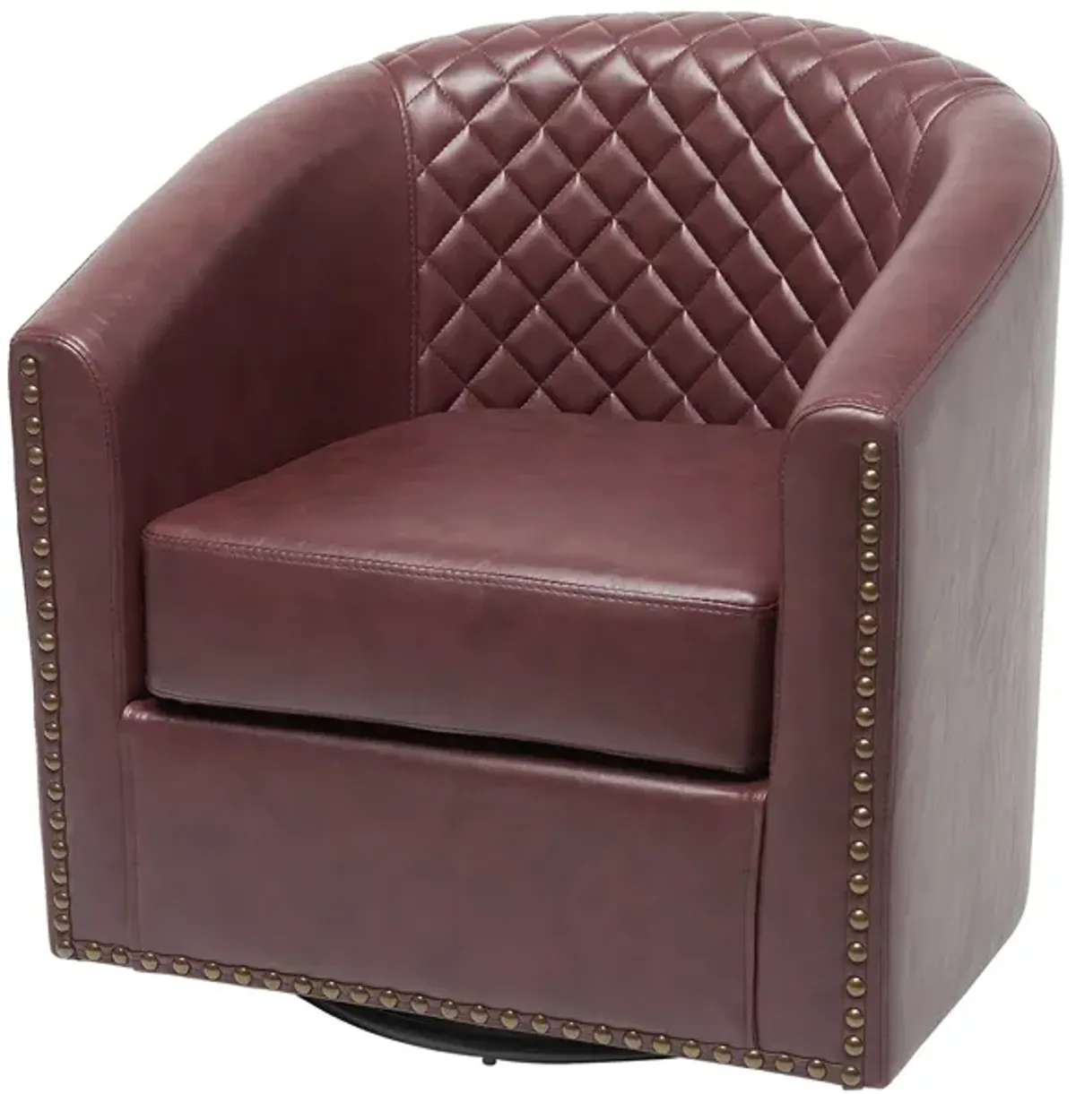 29" Wide Tufted PU Leather Swivel Barrel Chair