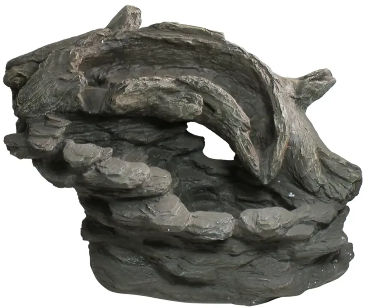 27" Faux Wood and Rock Outdoor Garden Water Fountain