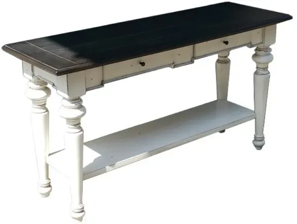 Orso Sofa Console Table, 2 Drawers, Off White and Dark Brown 54 Inch