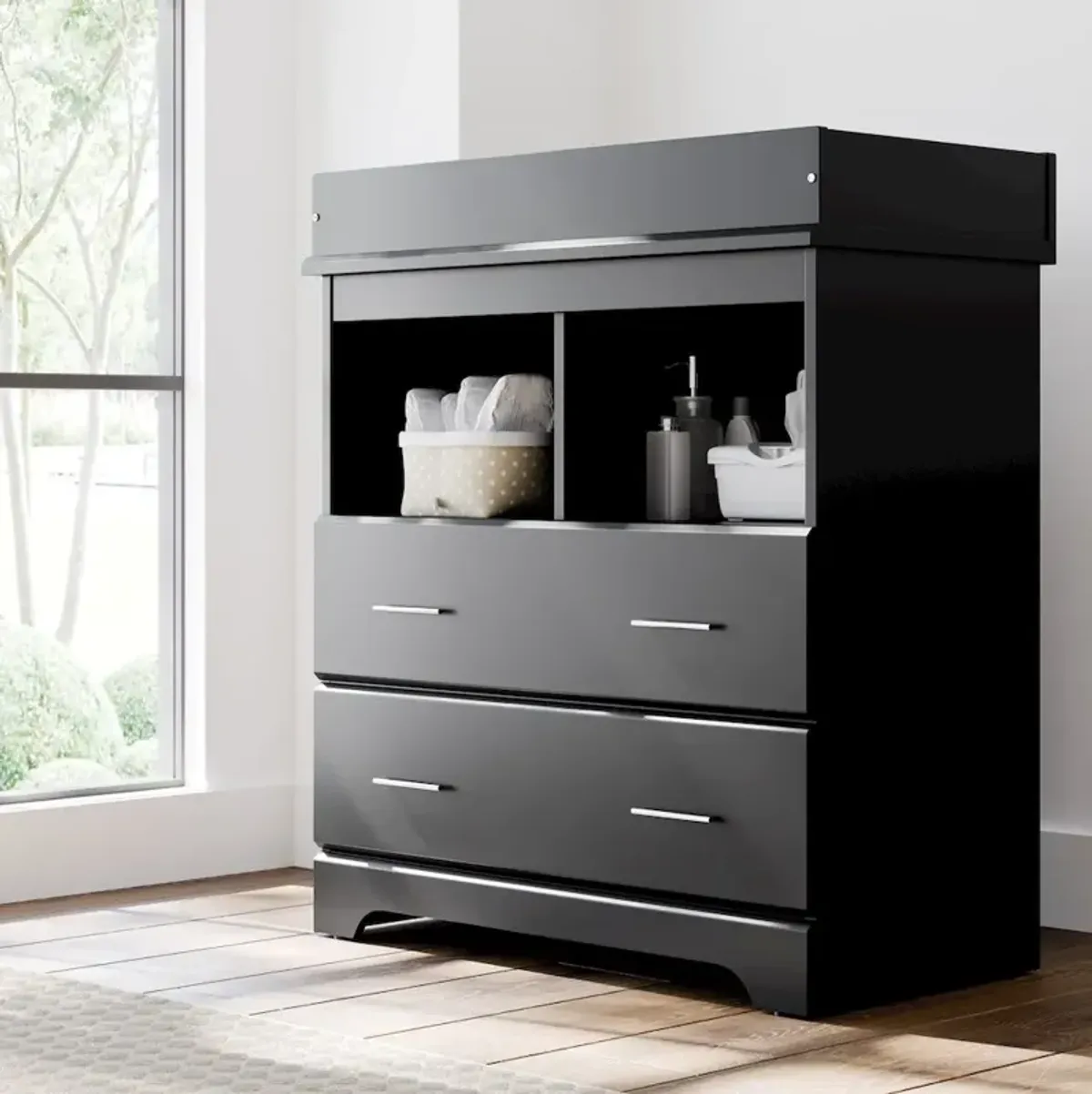 Storkcraft Brookside 2 Drawer Changing Chest - Black