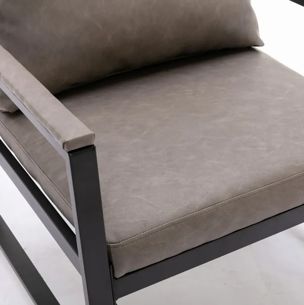 Merax Modern PU Leather Metal Frame Accent Chair