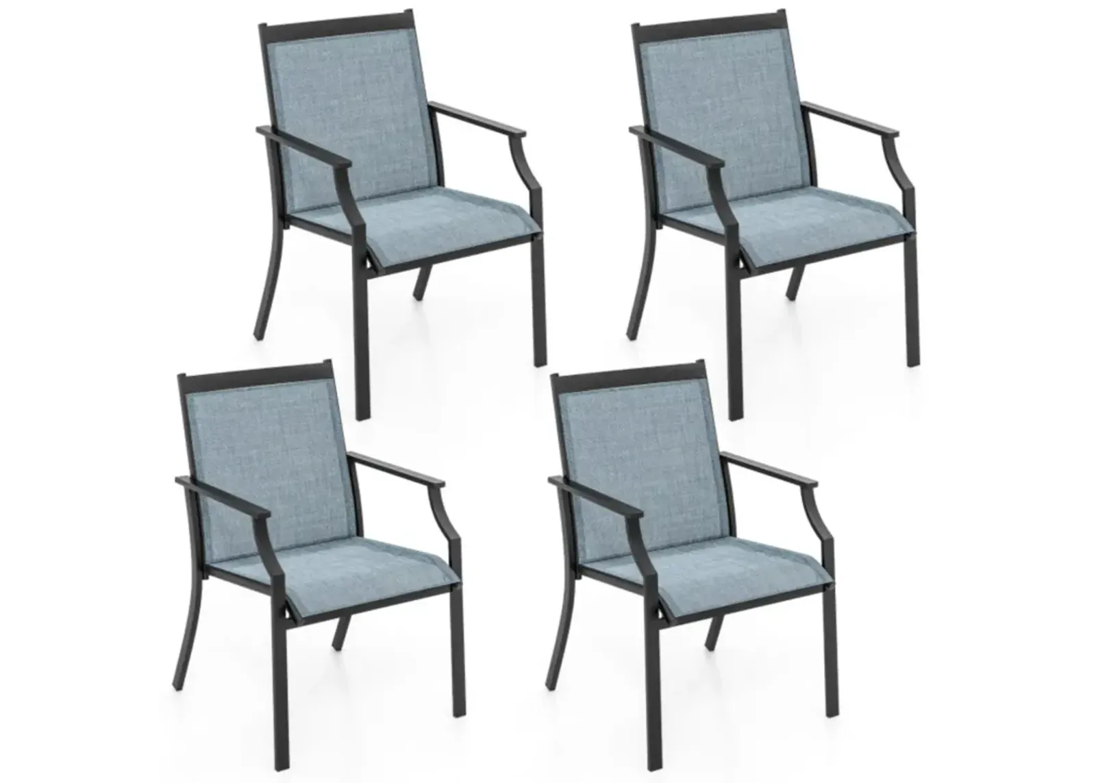 Hivvago 4 Piece Patio Dining Chairs Large Outdoor Chairs with Breathable Seat and Metal Frame