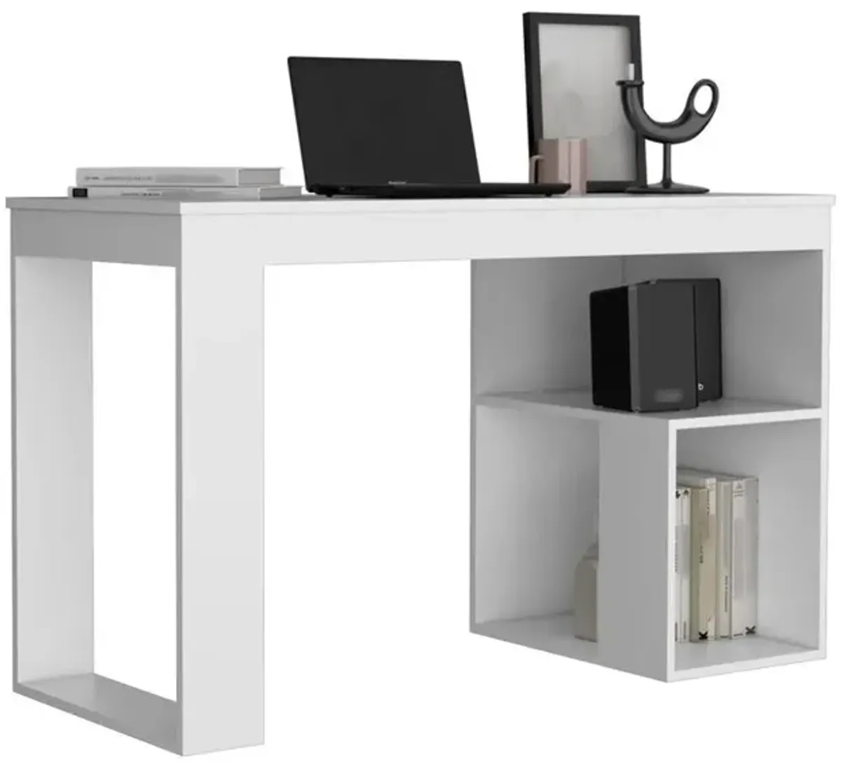 Firenze Writing Desk, Two Shelves, White -Office