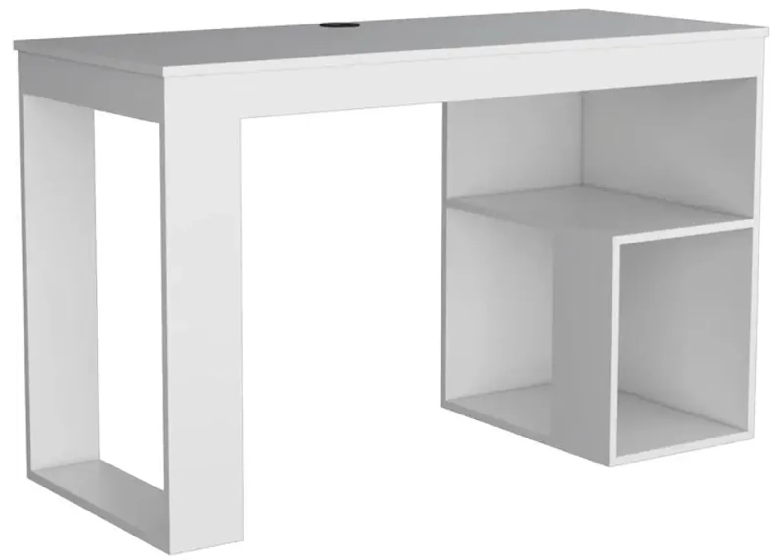 Firenze Writing Desk, Two Shelves, White -Office