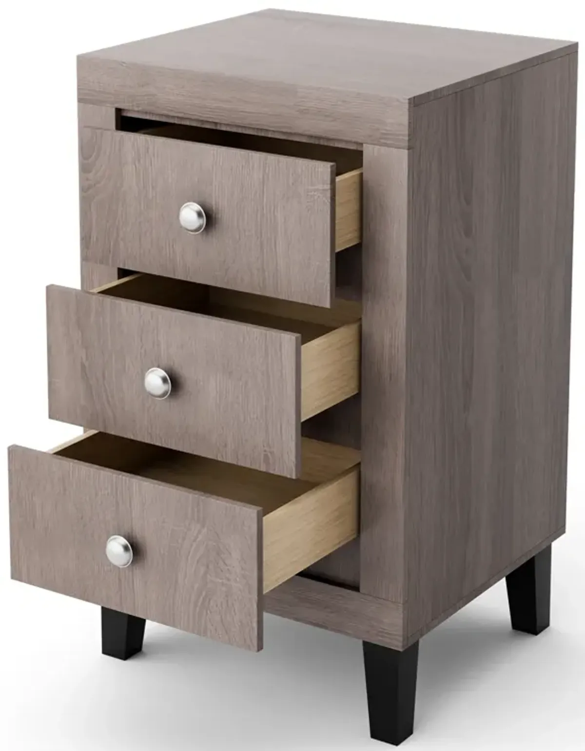 Modern Nightstand with 3 Drawers for Bedroom Living Room-Gray