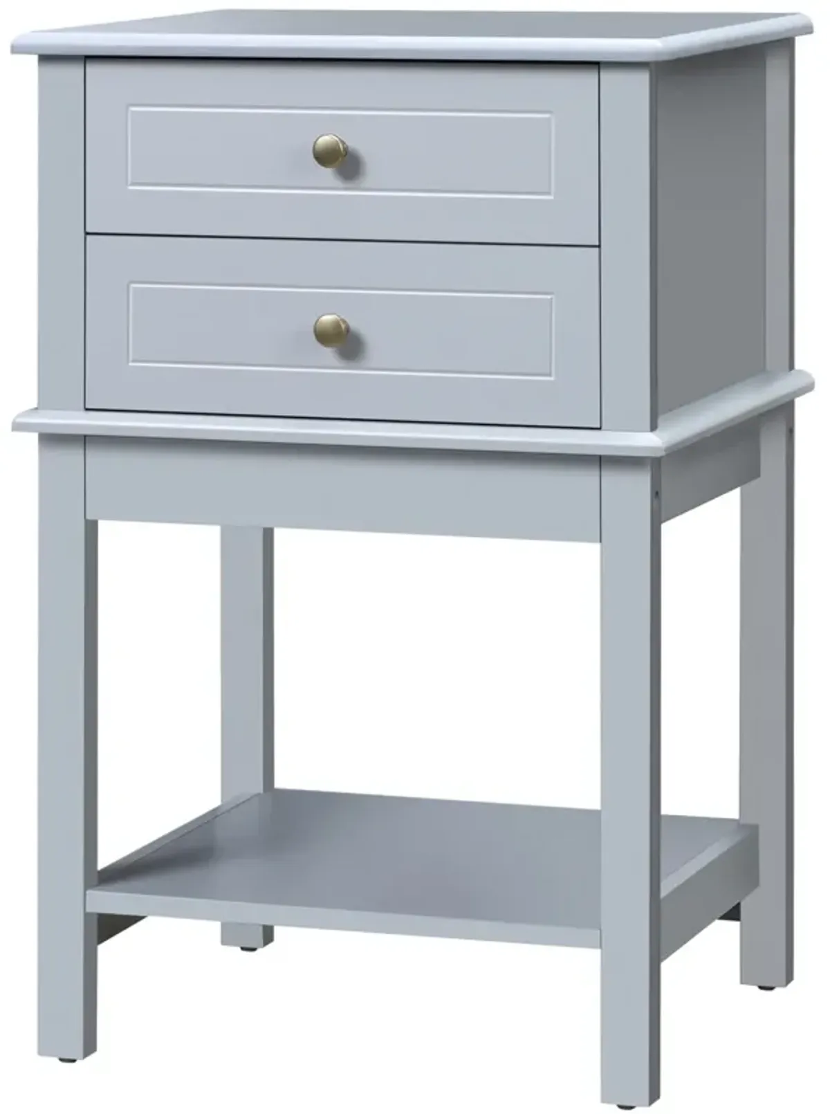 HOMCOM Side Table with 2 Storage Drawers, Modern End Table with Bottom Shelf for Living Room, Home Office, Light Gray