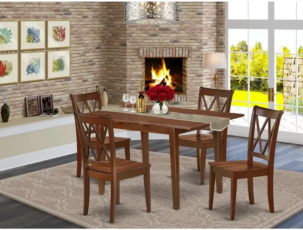 East West Furniture Dining Room Set Mahogany, PSCL5-MAH-W