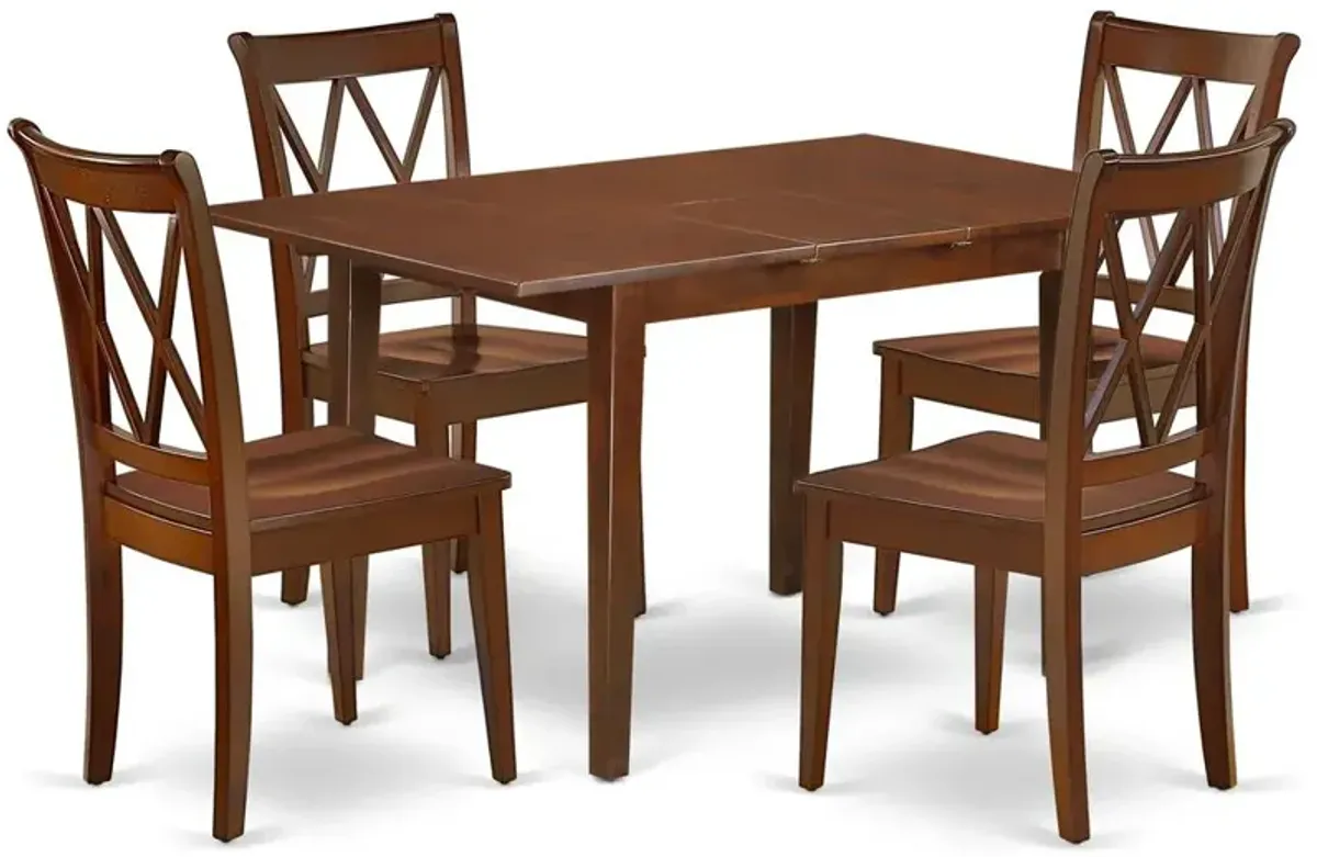 East West Furniture Dining Room Set Mahogany, PSCL5-MAH-W