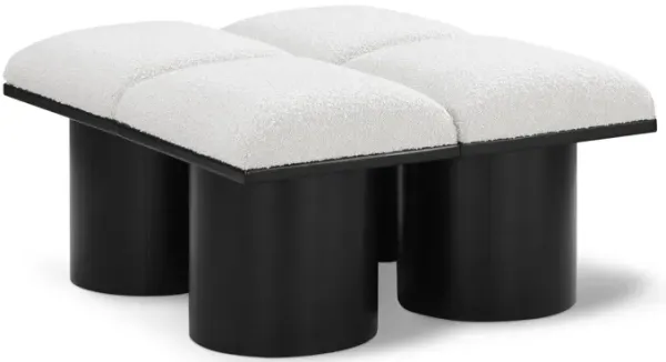 Meridian Furniture Pavilion Cream Boucle Fabric Bench