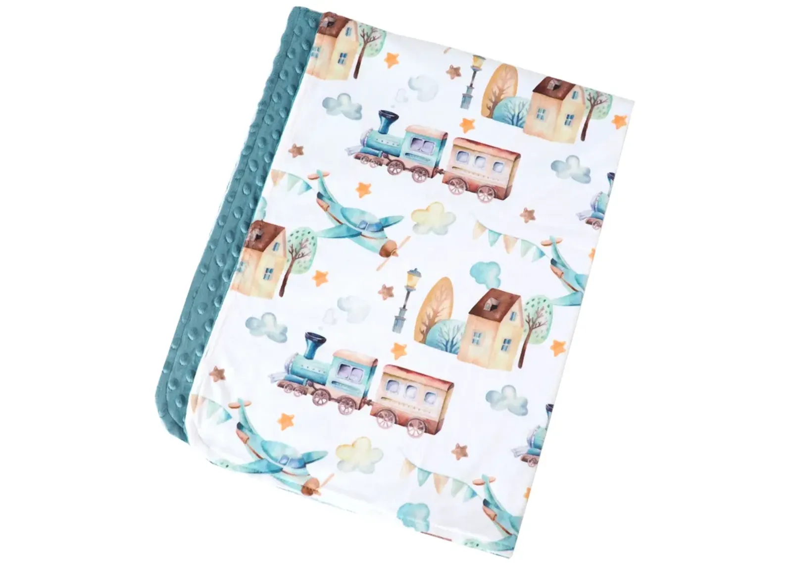 Honey Lemonade - Premium Baby & Toddler Minky Blanket (Airplane & Train)