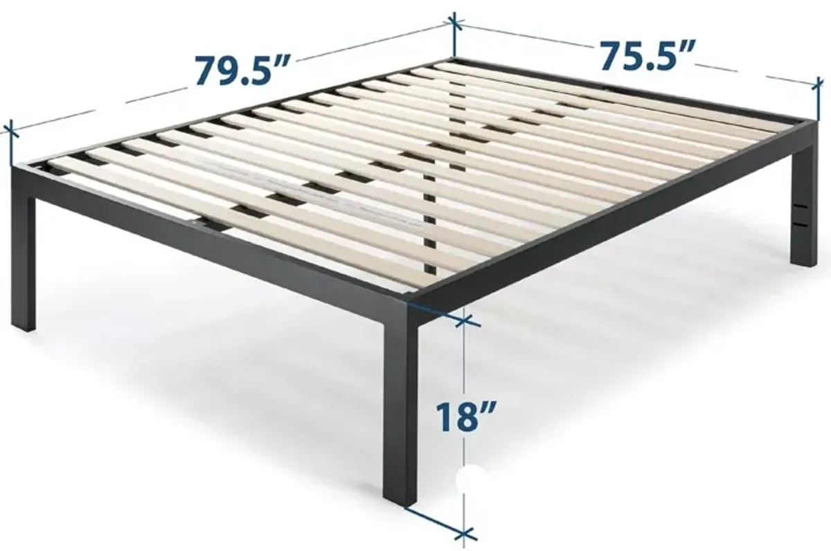 Hivvago King size 18 Inch Easy Assemble Metal Platform Bed Frame Wooden Slats