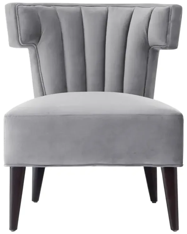 Nicole Miller Anders Velvet Accent Chair With Tapered Espresso Legs