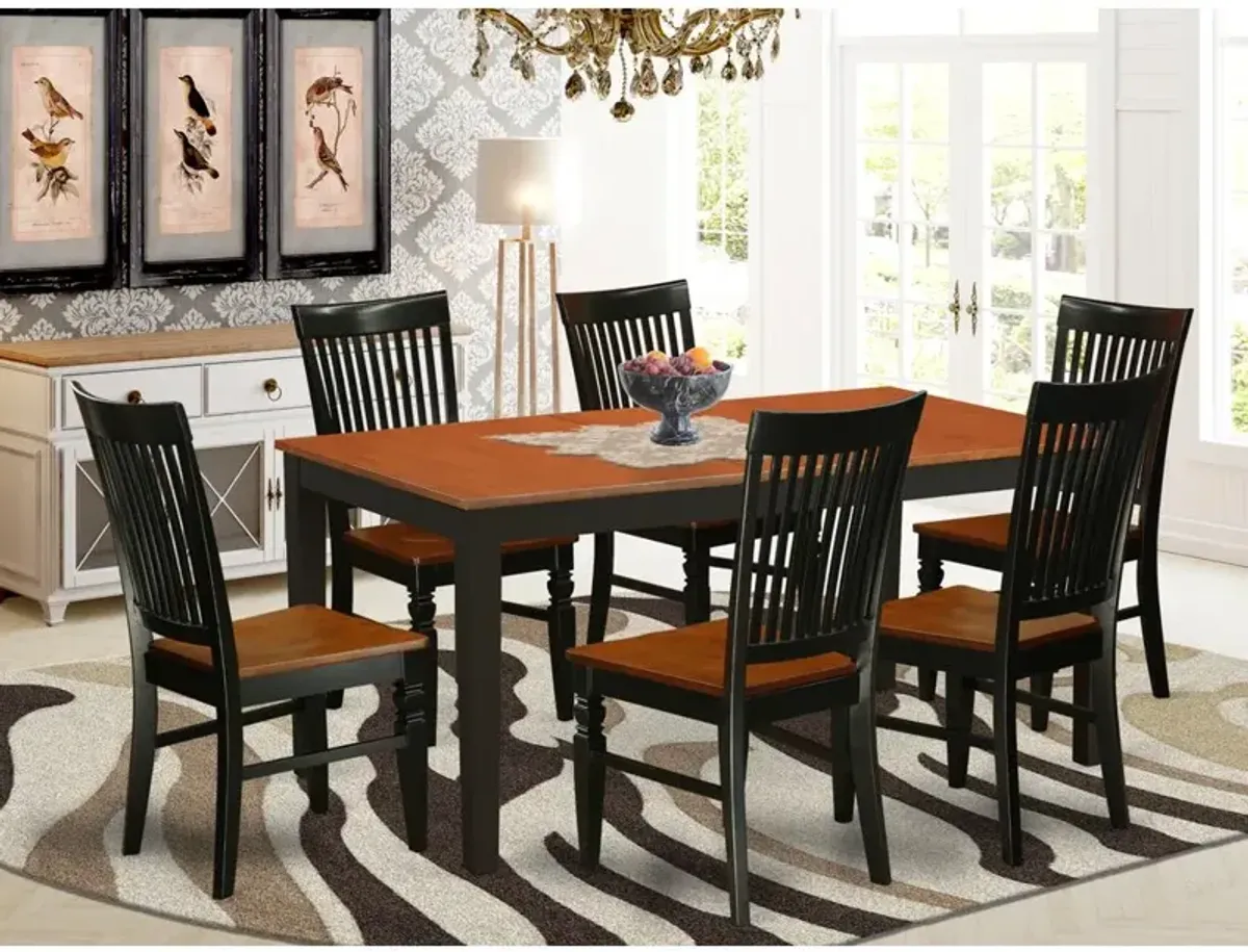 East West Furniture Dining Room Set Black & Cherry, NIWE7-BCH-W