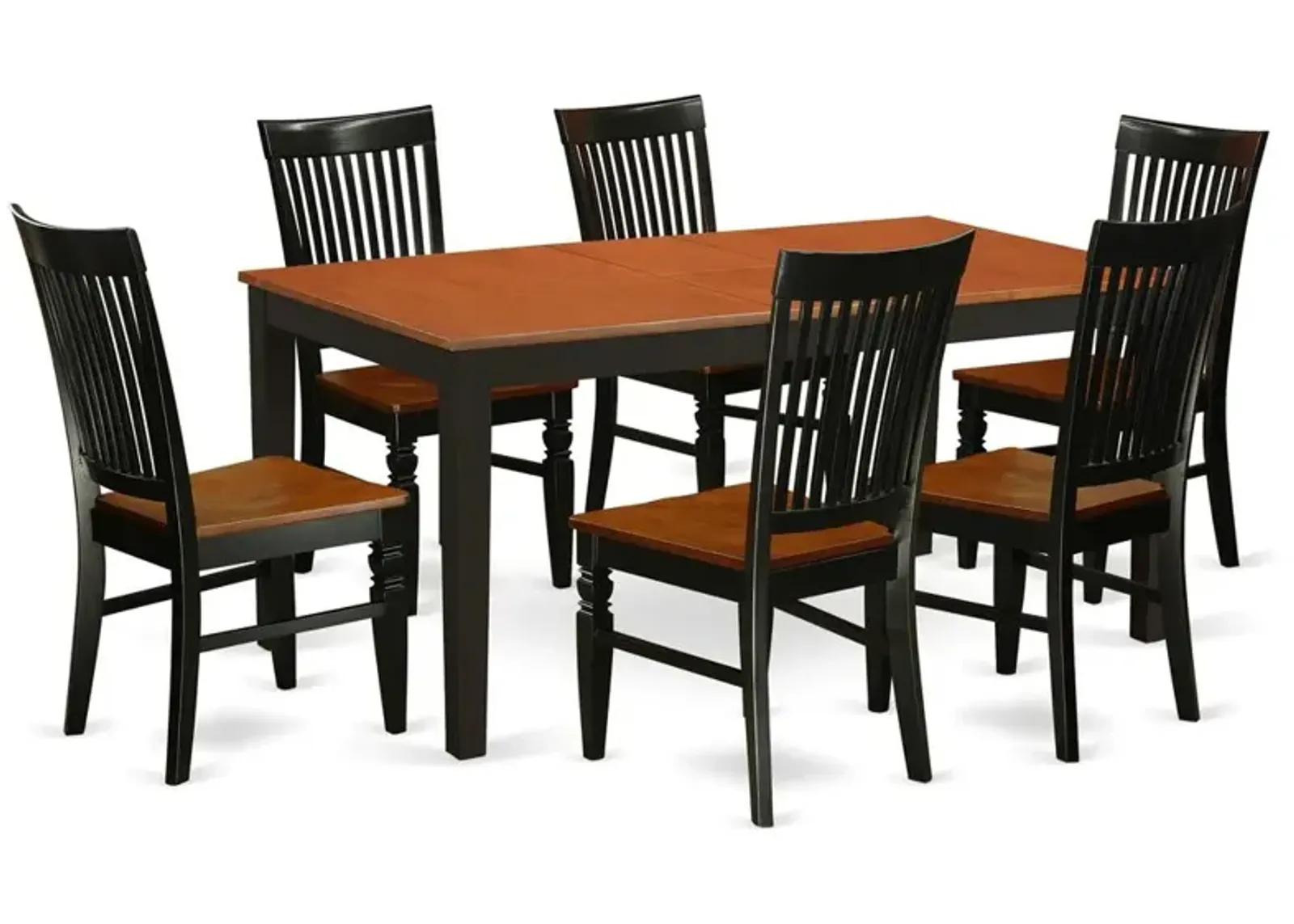 East West Furniture Dining Room Set Black & Cherry, NIWE7-BCH-W