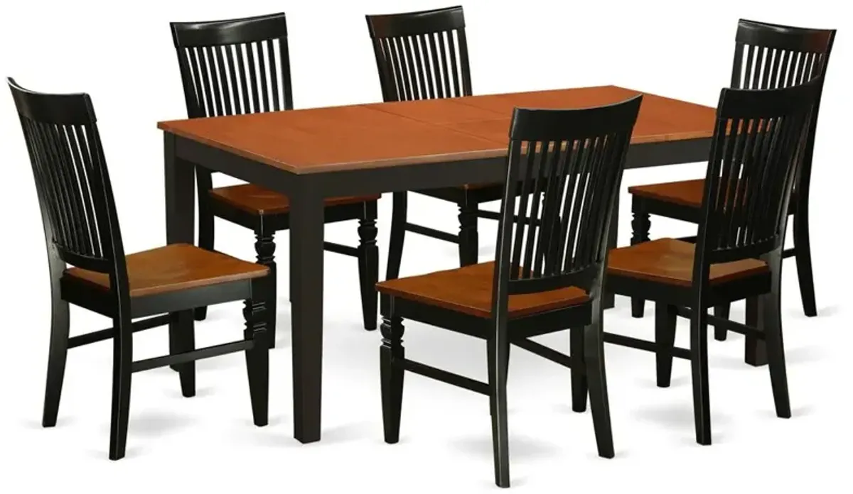 East West Furniture Dining Room Set Black & Cherry, NIWE7-BCH-W