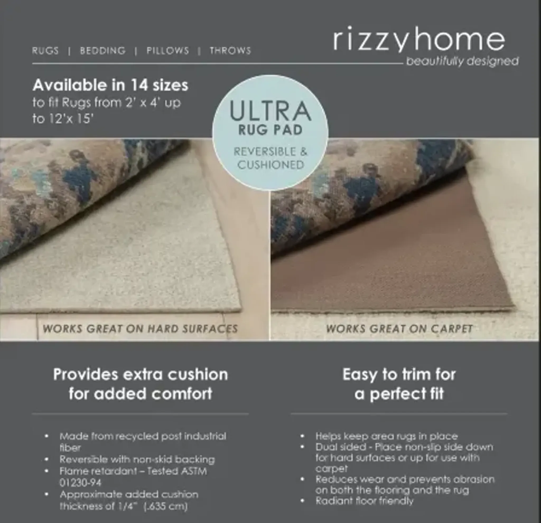 Ultra 10' x 14' Rug Pad | Furniture.com