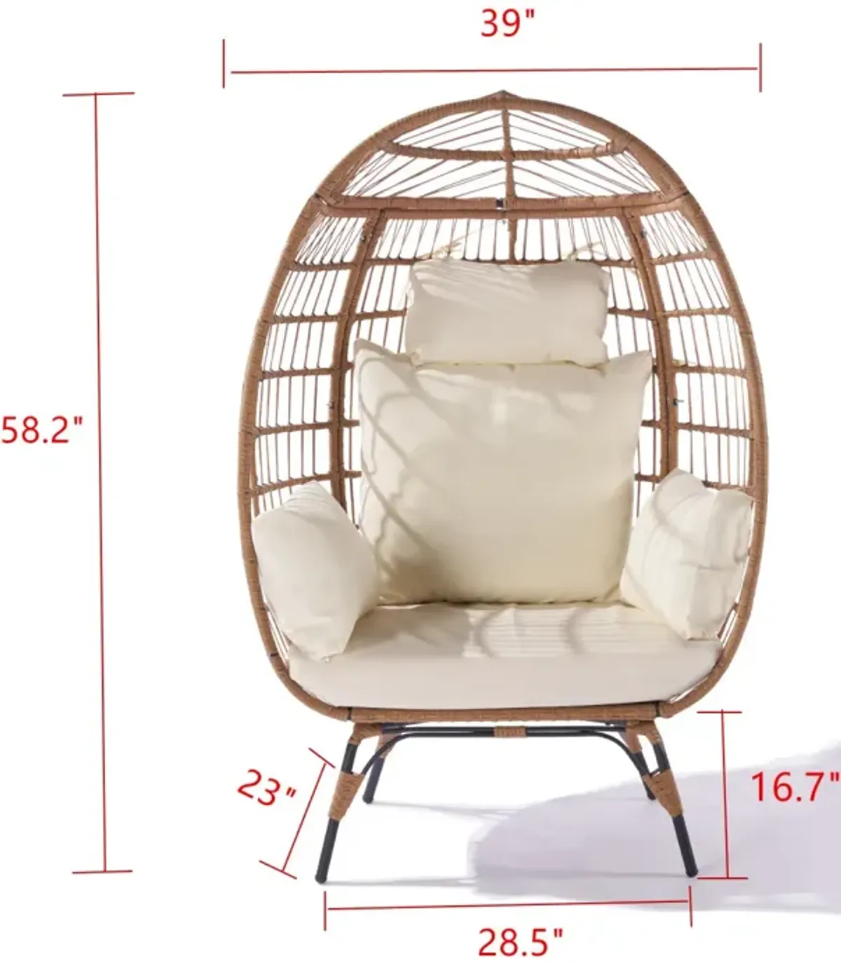 440lb Capacity Beige Wicker Egg Chair - Indoor/Outdoor