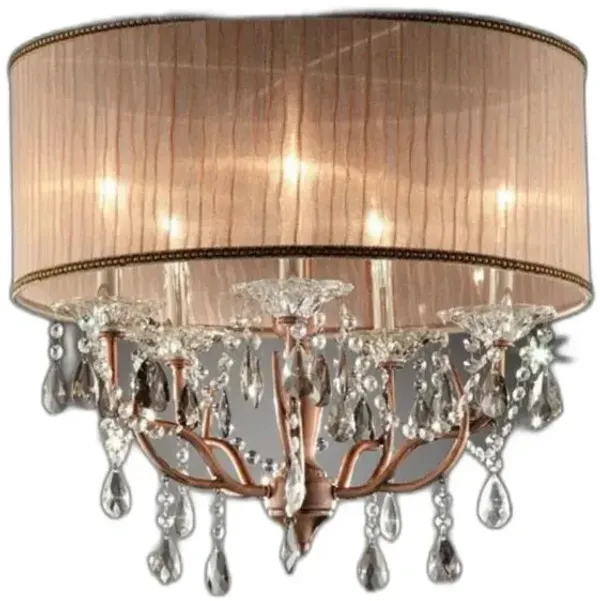 Hivvago Silver and Pink Faux Crystal Hanging Chandelier Lamp