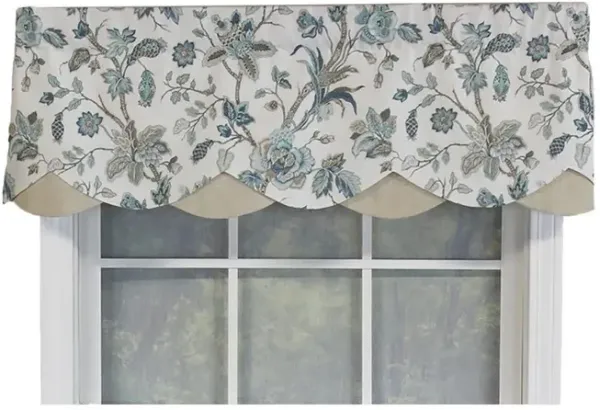 RLF Home Gianna Petticoat Valance White. 3"Rod Pocket, Contrast Bottom fabric. 50"W x 15"L
