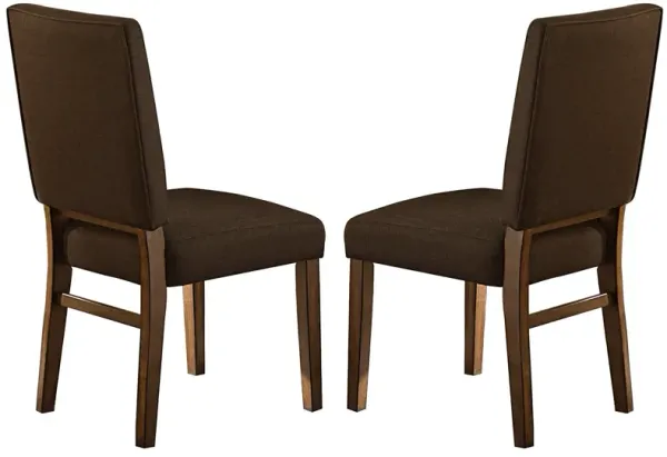 Wood & Fabric Dining Side Chair With Comfortable Padding, Set of 2-Benzara