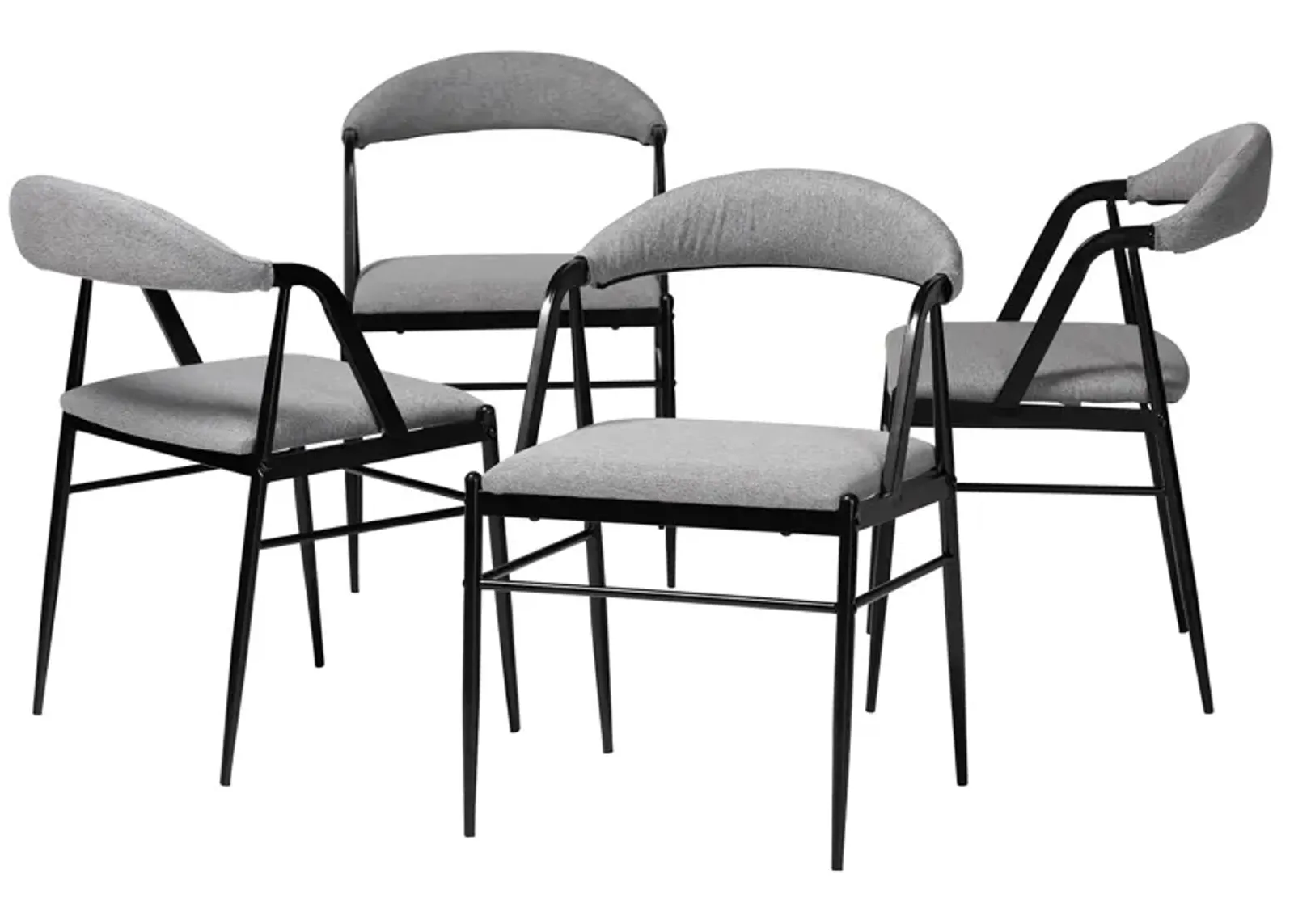 Baxton Studio Orrin Modern Industrial Grey Fabric and Metal 4 Piece Dining Chair Set