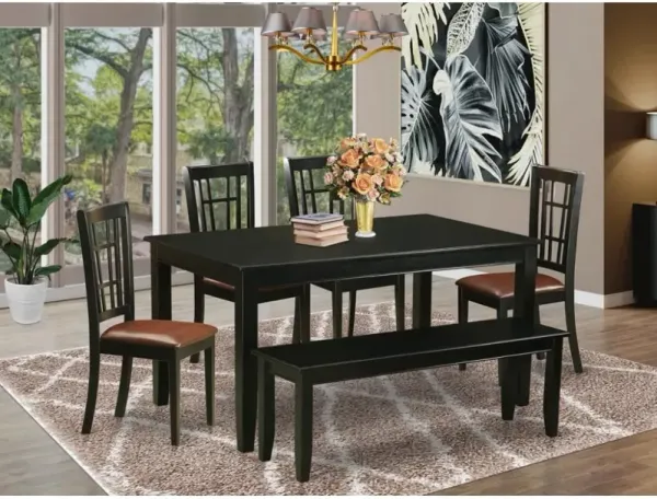 6 PC Kitchen nook Dining set - Kitchen Table and 4 Dining Chairs plus Bench