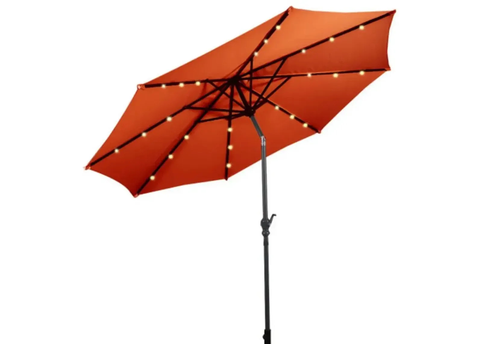 Patio Solar Umbrella with Crank and LED Lights