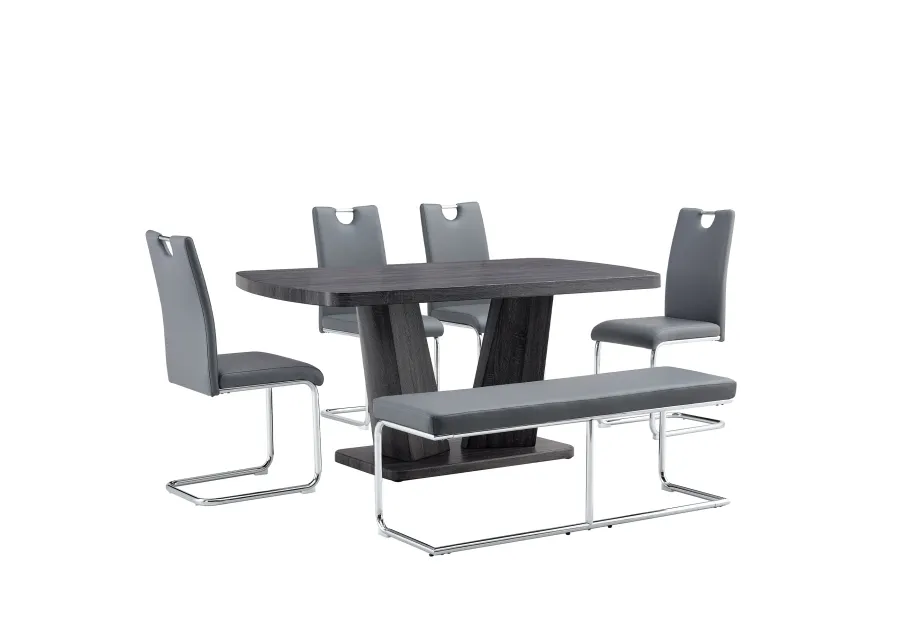 Merax Modern 6 Piece Dining Table Chairs Bench Set