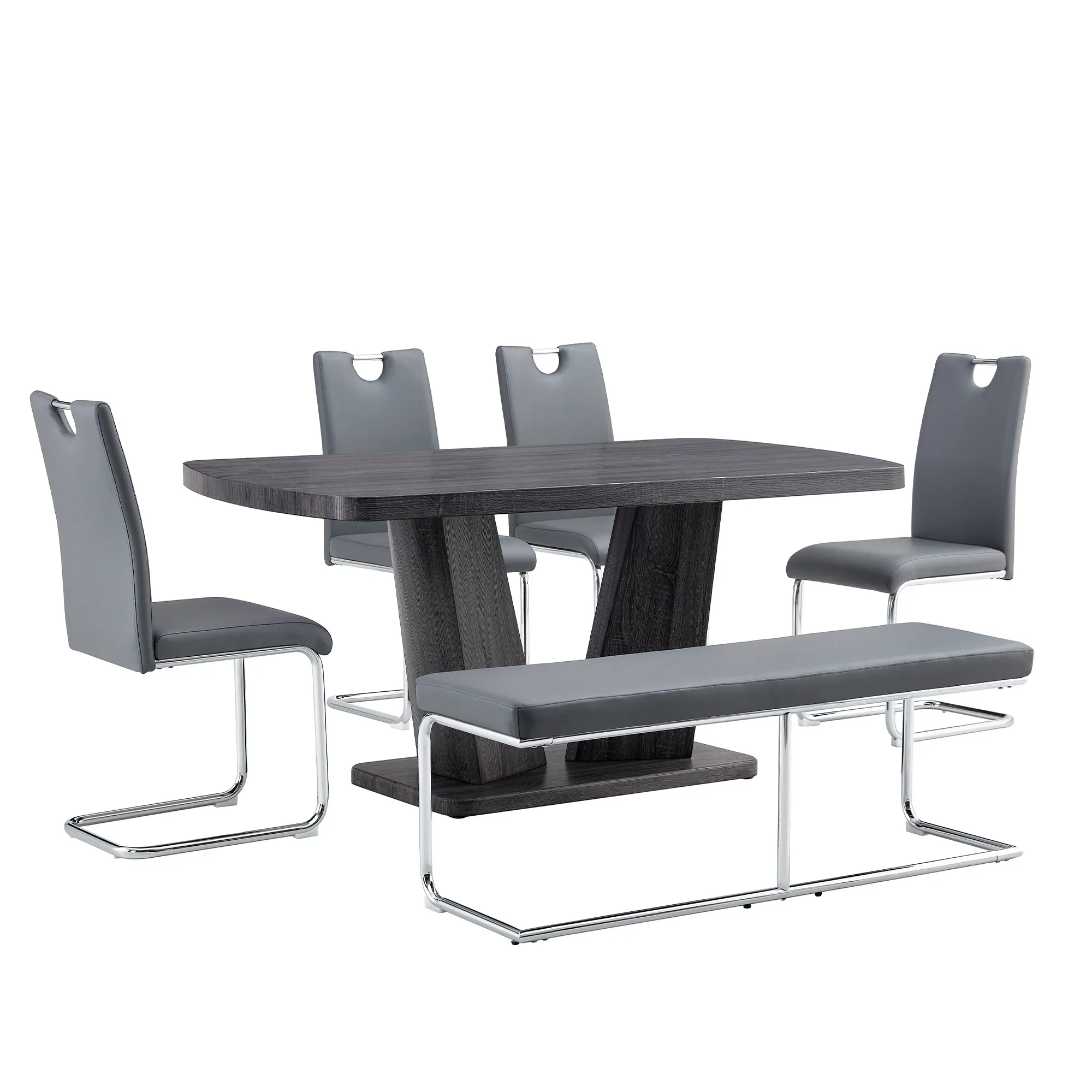 Merax Modern 6 Piece Dining Table Chairs Bench Set