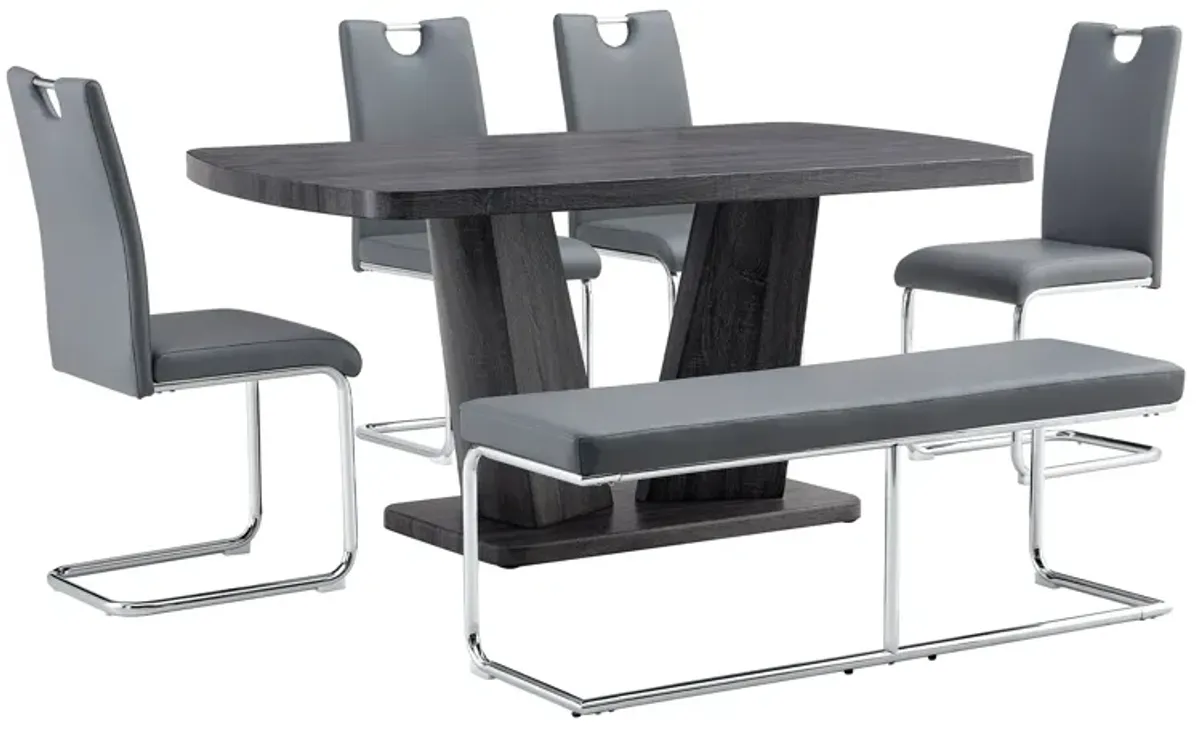 Merax Modern 6 Pieces Dining Table Chairs Bench Set