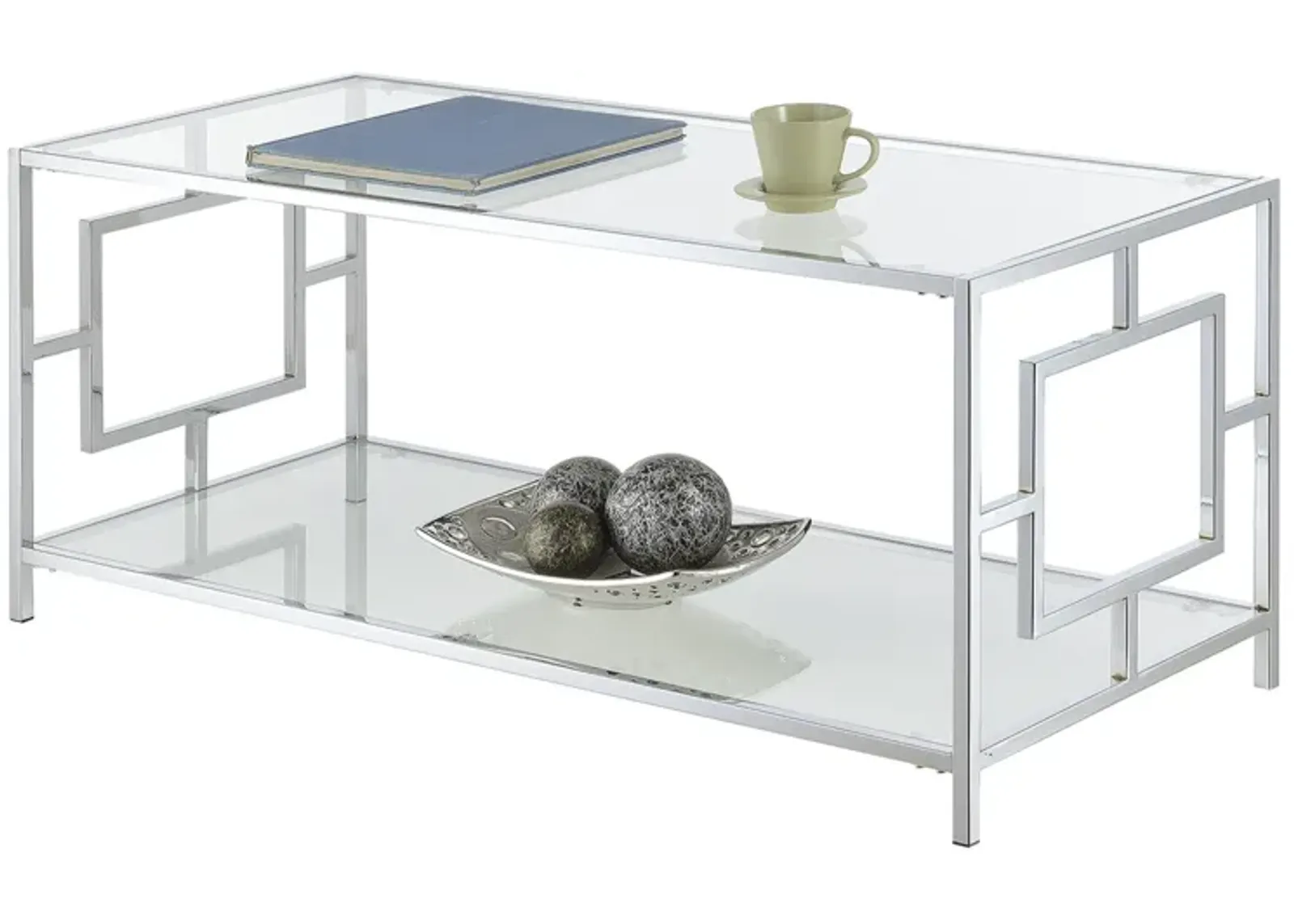 Town Square Chrome Coffee Table with Shelf