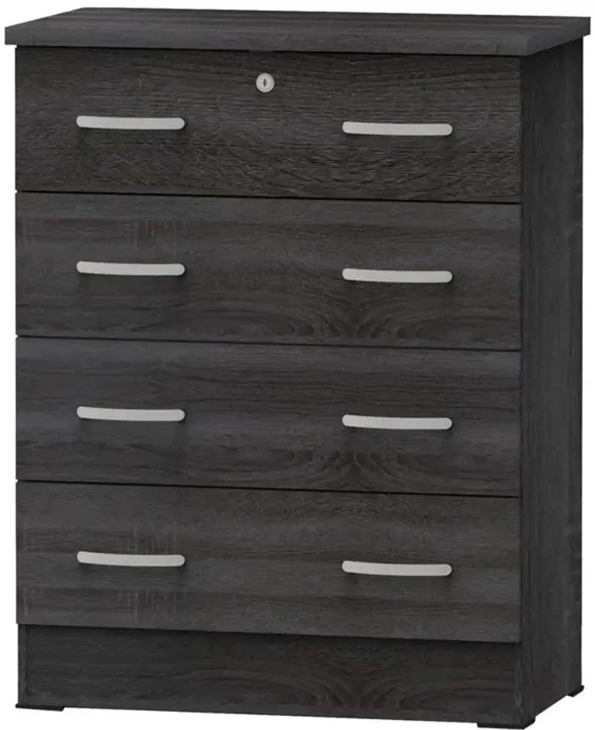 Better Home Products Cindy 4 Drawer Chest Wooden Dresser with Lock in Oak