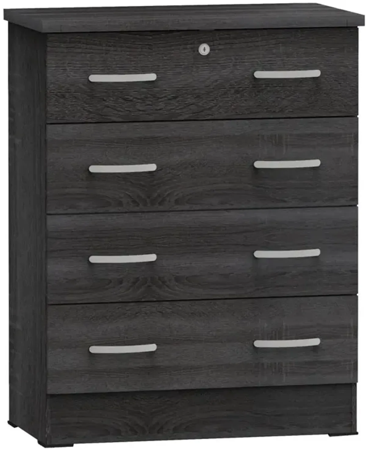 Better Home Products Cindy 4 Drawer Chest Wooden Dresser with Lock in Oak