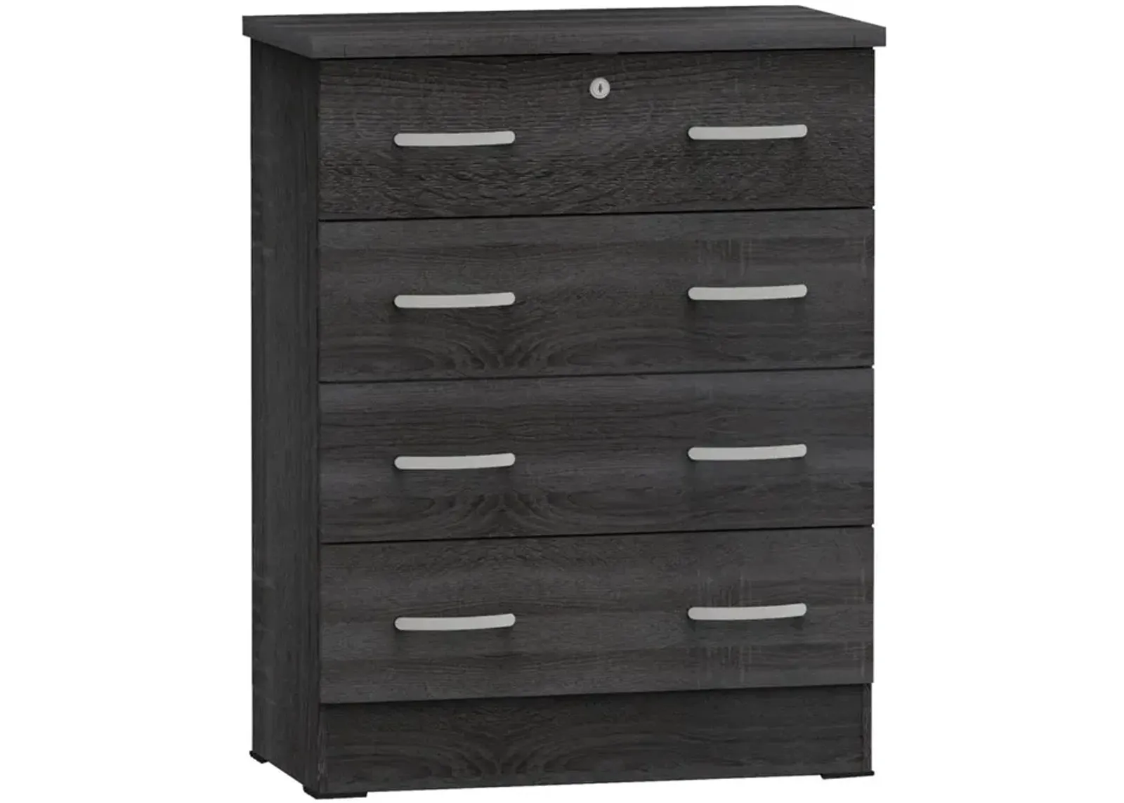 Better Home Products Cindy 4 Drawer Chest Wooden Dresser with Lock in Oak