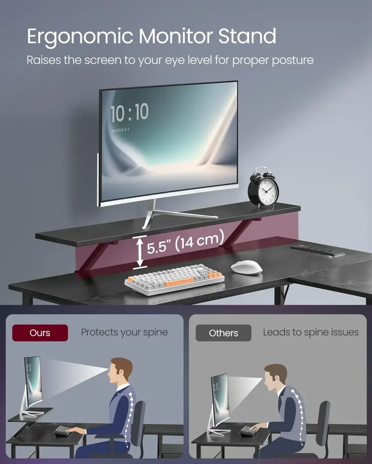 L-Shaped Desk with Power Outlets