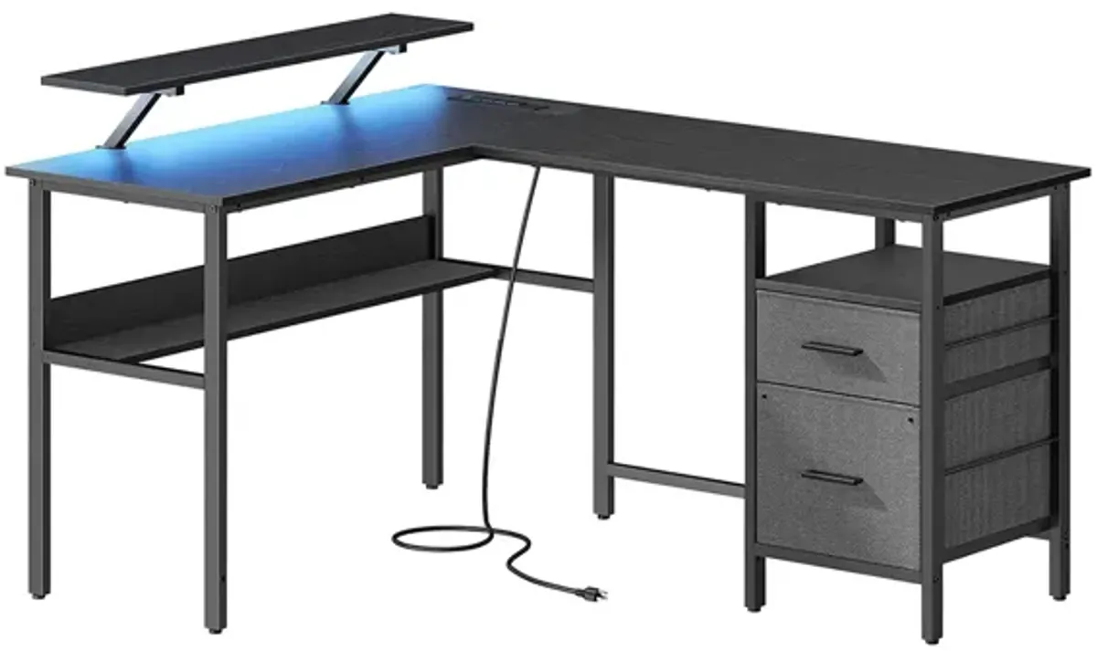 L-Shaped Desk with Power Outlets