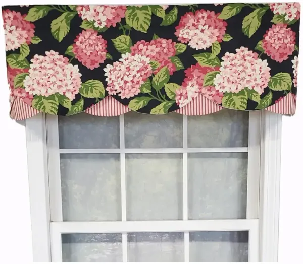 RLF Home Luxurious Modern Design Classic Summer Wind Petticoat Style Window Valance 50" x 15" Black