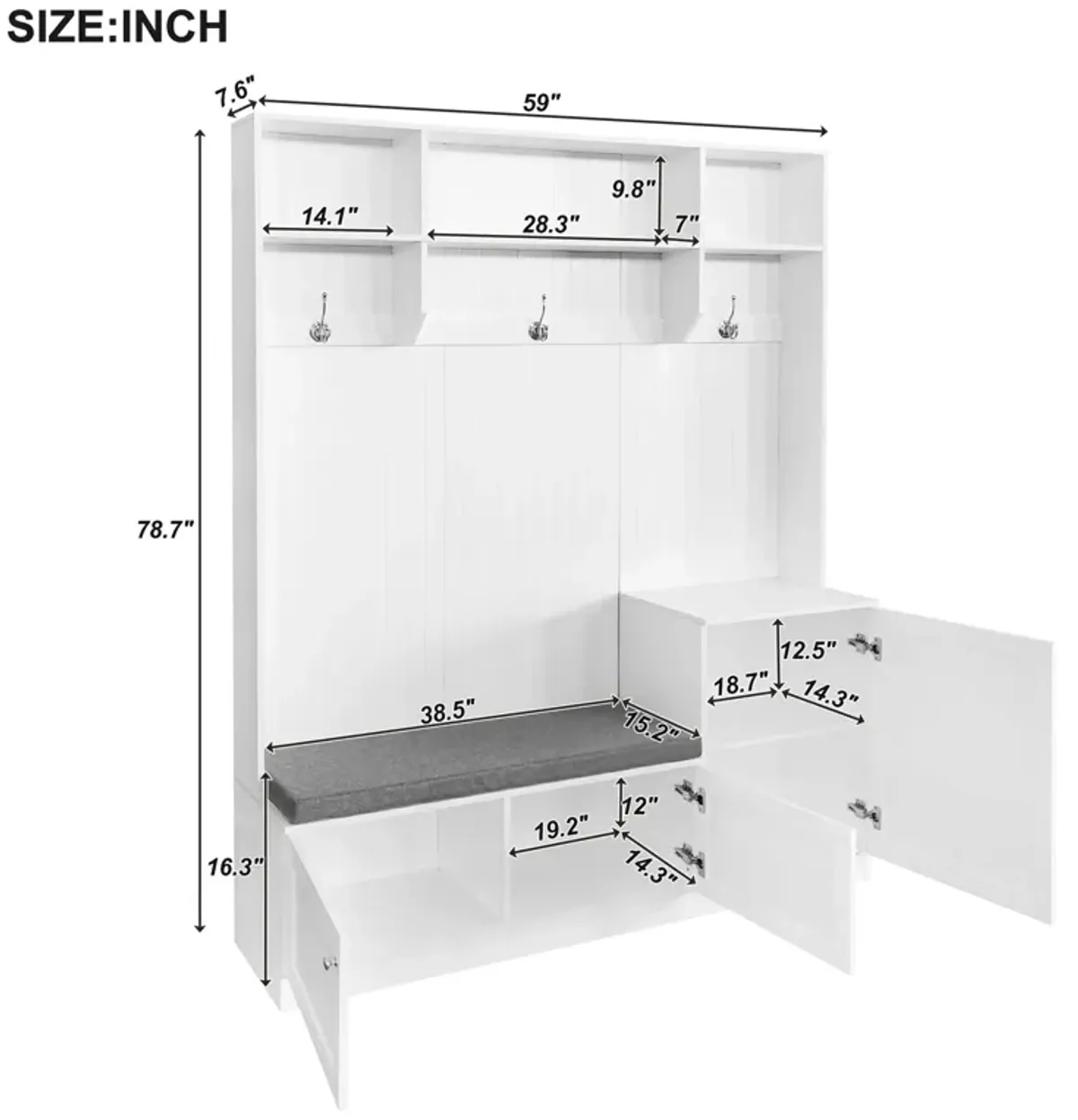 Merax Hall Tree with Bench and Shoe Cabinet