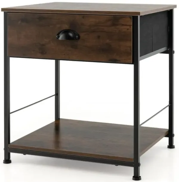 Hivvago 2 Tiers Nightstand with Open Storage Shelf for Living Room Bedroom-1 Piece