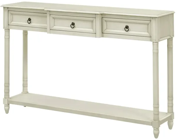 Gewnee 51inch Rustic Chic Console Table With Drawers for Living Room, Antique White