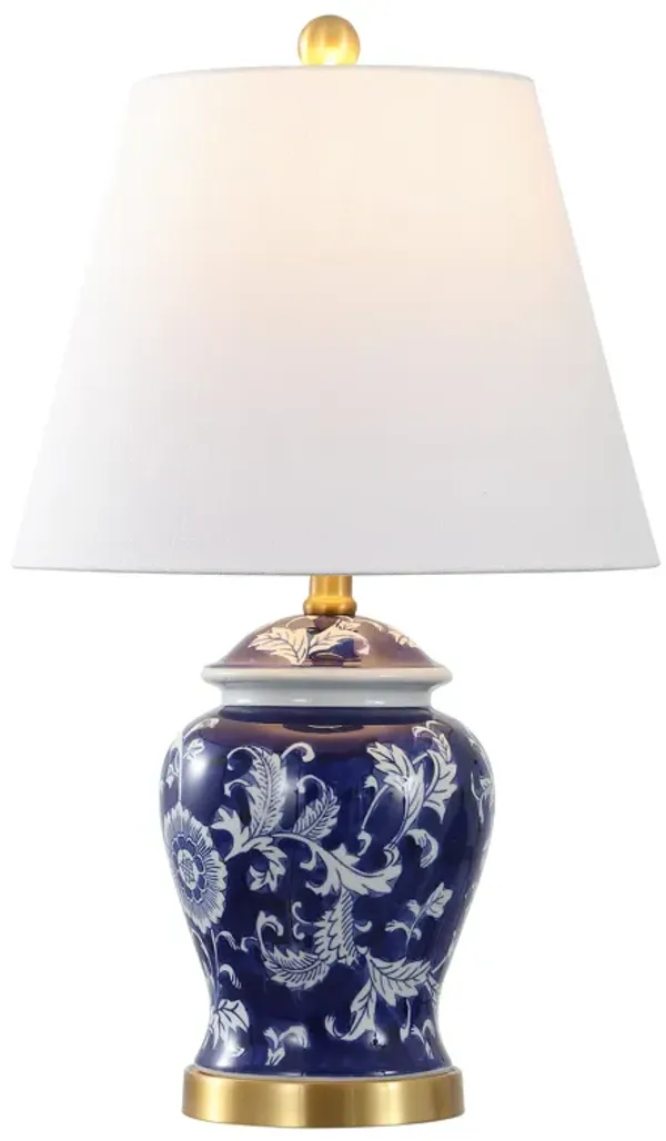 Penelope French Country Cottage Ceramic Iron Chinoiserie Ginger Jar LED Table Lamp
