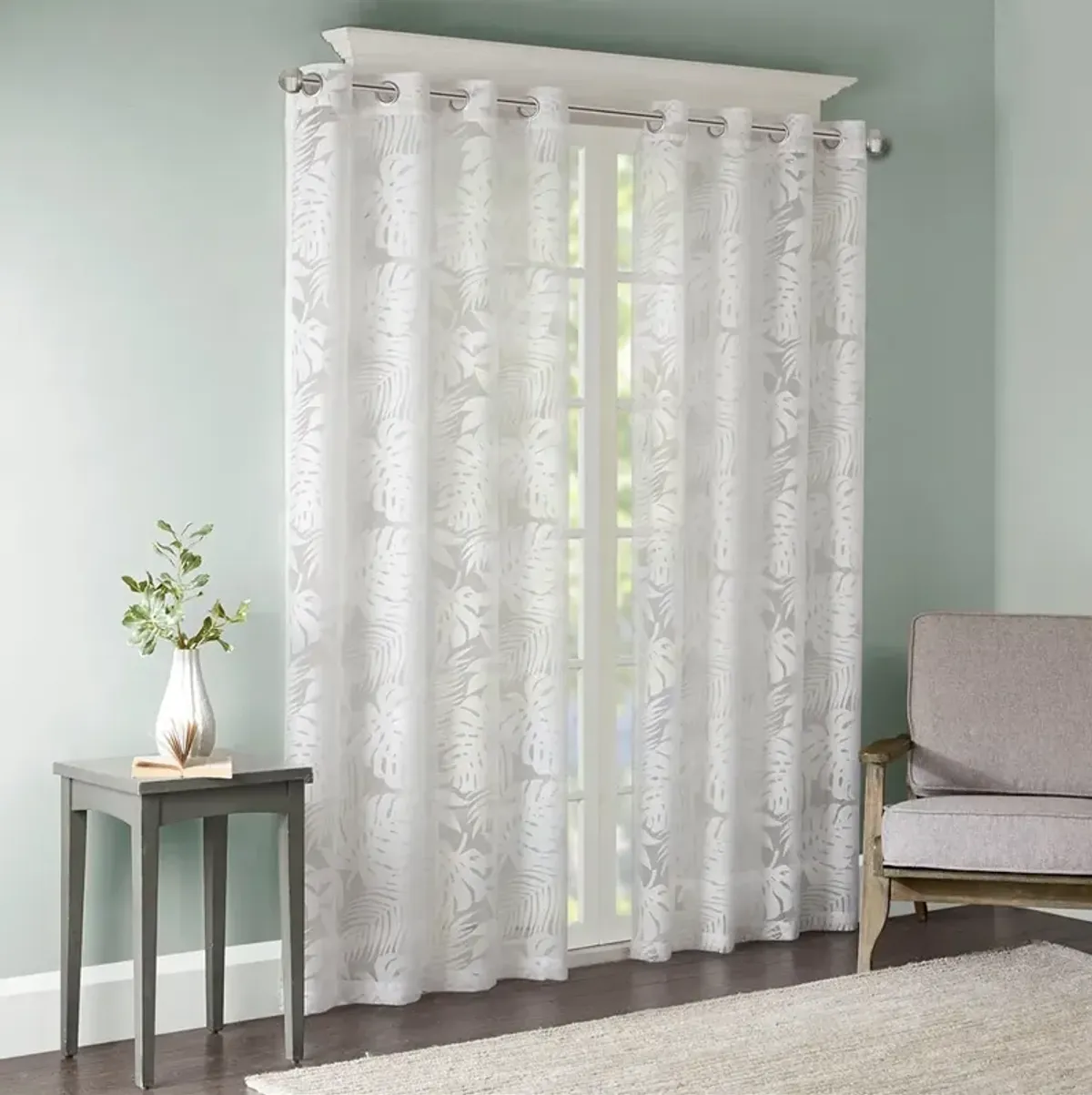 Gracie Mills Zephyr Costal Lightweight Burnout Sheer Window Curtain